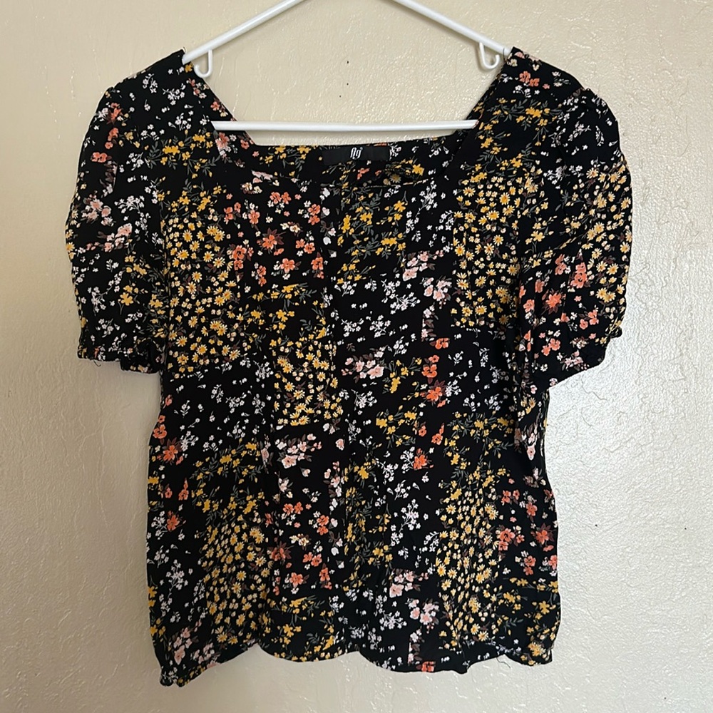 Fig Floral Print square neck blouse